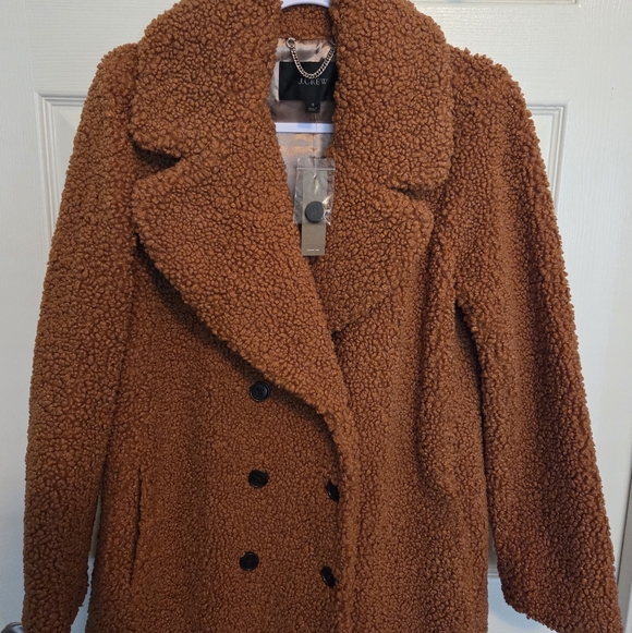 NWT J.CREW DOUBLE-BREASTED TEDDY SHERPA TOPCOAT SIZE S - Picture 7 of 9